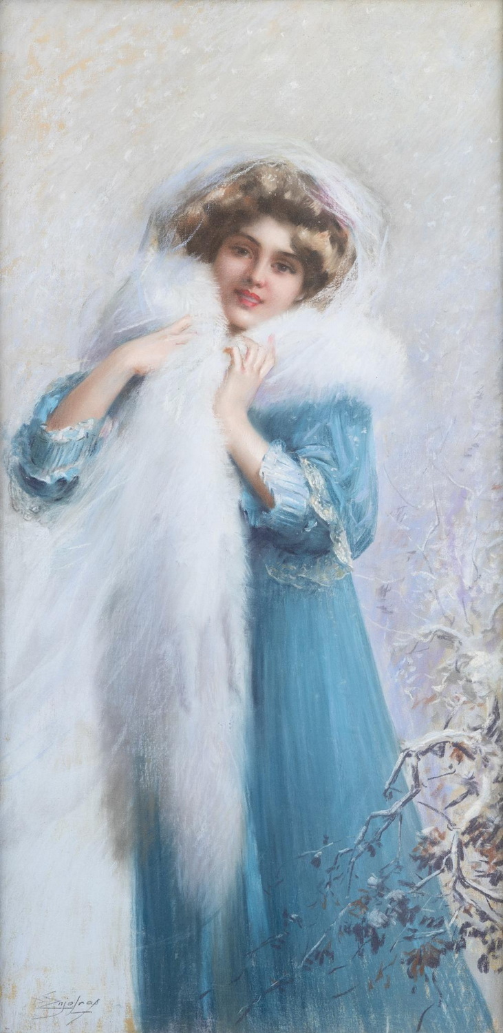 Signora elegante con stola bianca